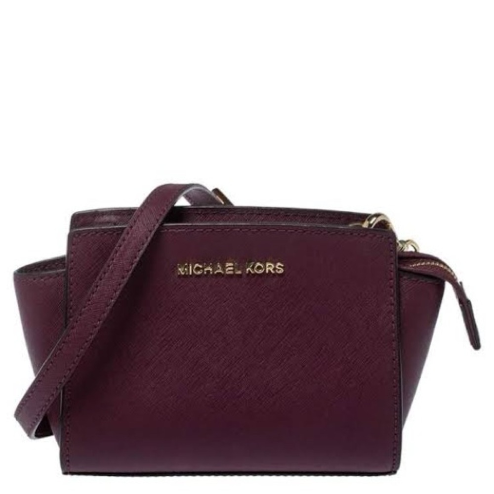Michael Kors Mini Selma Deep Saffiano Plum Crossbody Bag